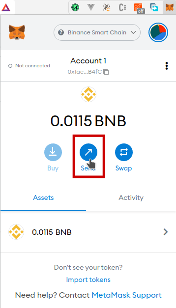 Obtaining BNB for Transfer