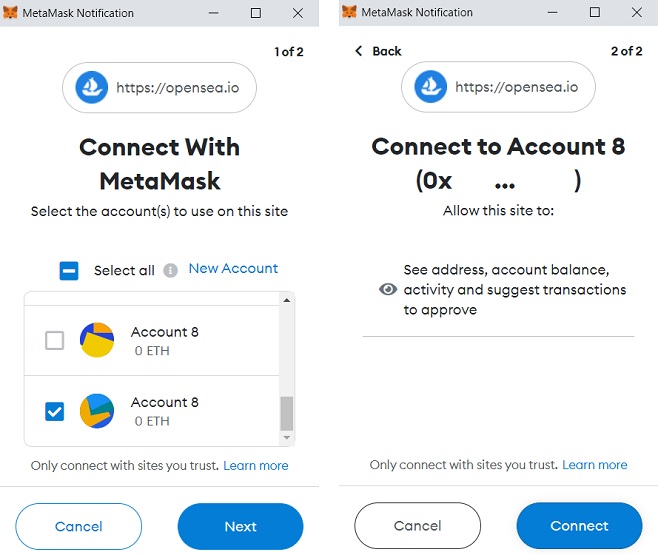 Connecting MetaMask to OpenSea